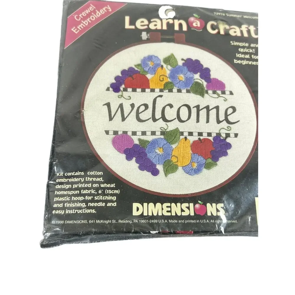 Dimensions Crewel Craft Kit- Welcome with fruits- 6